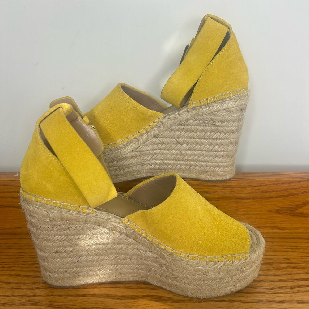 Marc Fisher Size 6.5 MLADALYN Leather/Suede Wedge Platform Yellow